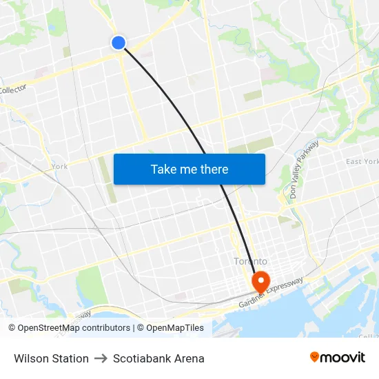 Wilson Station to Scotiabank Arena map