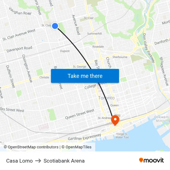 Casa Lomo to Scotiabank Arena map
