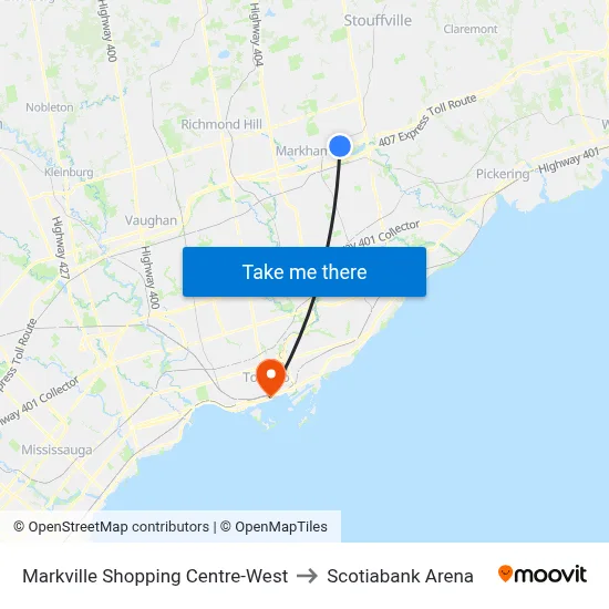 Markville Shopping Centre-West to Scotiabank Arena map
