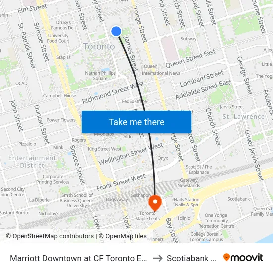 Marriott Downtown at CF Toronto Eaton Centre to Scotiabank Arena map