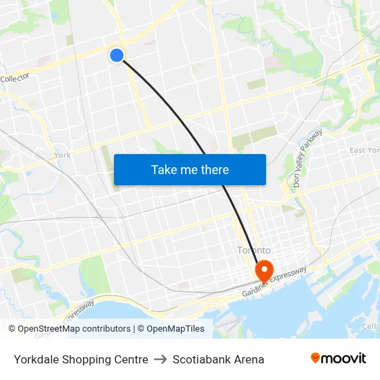Yorkdale Shopping Centre to Scotiabank Arena map