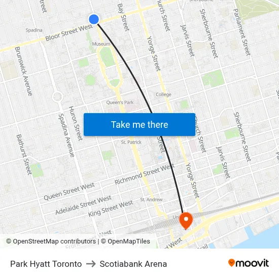 Park Hyatt Toronto to Scotiabank Arena map