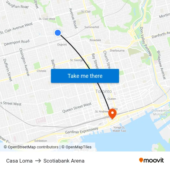 Casa Loma to Scotiabank Arena map