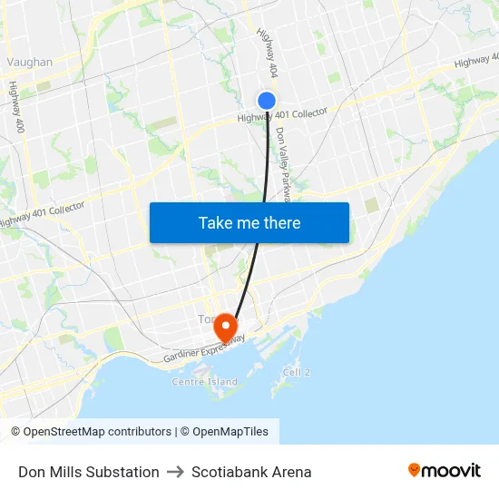 Don Mills Substation to Scotiabank Arena map