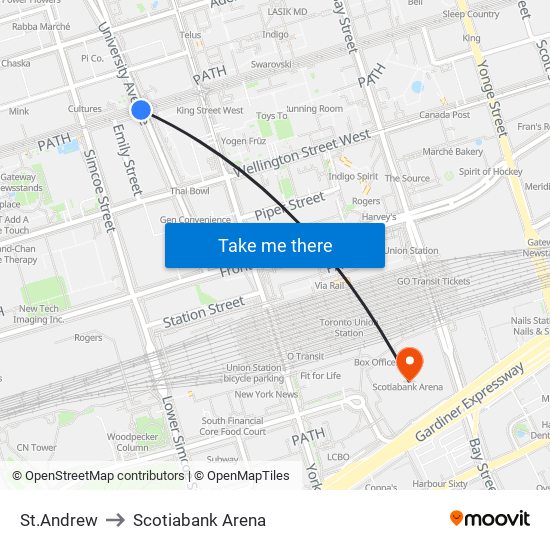 St.Andrew to Scotiabank Arena map