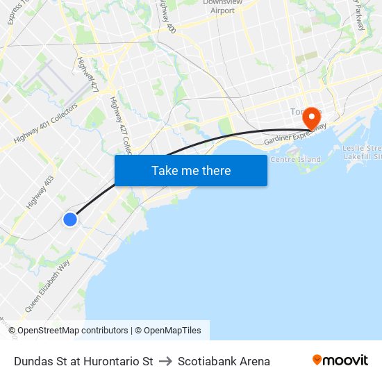 Dundas St at Hurontario St to Scotiabank Arena map