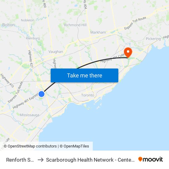 Renforth Station to Scarborough Health Network - Centenary Hospital map