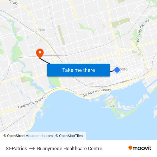 St-Patrick to Runnymede Healthcare Centre map