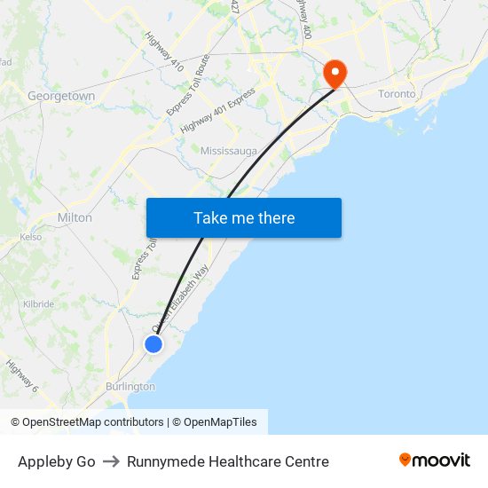 Appleby Go to Runnymede Healthcare Centre map