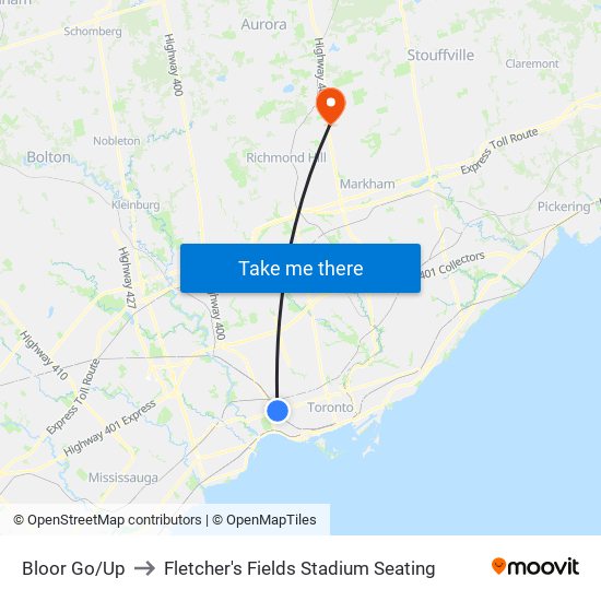 Bloor Go/Up to Fletcher's Fields Stadium Seating map