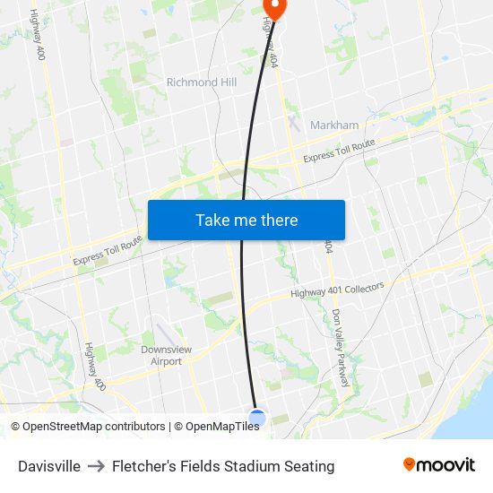 Davisville to Fletcher's Fields Stadium Seating map