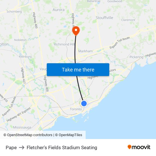 Pape to Fletcher's Fields Stadium Seating map