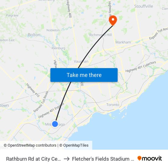 Rathburn Rd at City Centre Dr to Fletcher's Fields Stadium Seating map