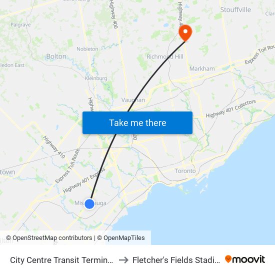 City Centre Transit Terminal Platform K to Fletcher's Fields Stadium Seating map