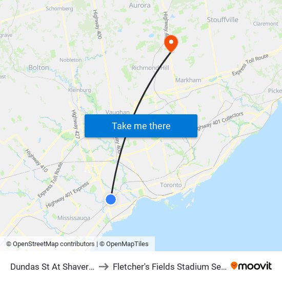 Dundas St At Shaver Ave to Fletcher's Fields Stadium Seating map