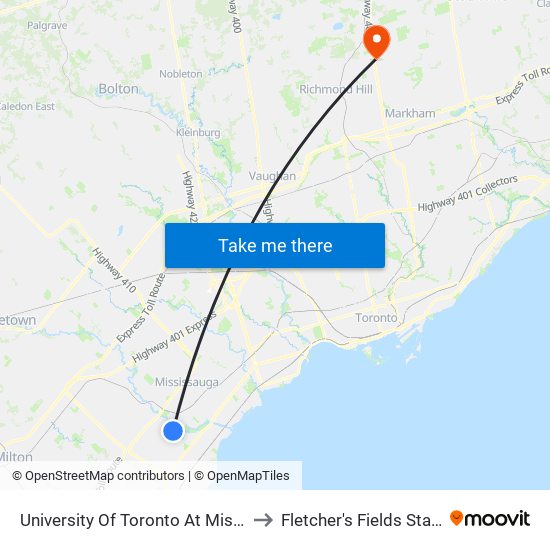 University Of Toronto At Mississauga Campus to Fletcher's Fields Stadium Seating map