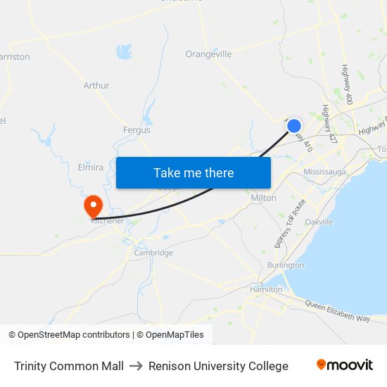 Trinity Common Mall to Renison University College map