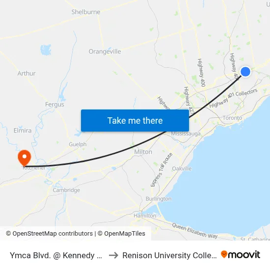 Ymca Blvd. @ Kennedy Rd. to Renison University College map