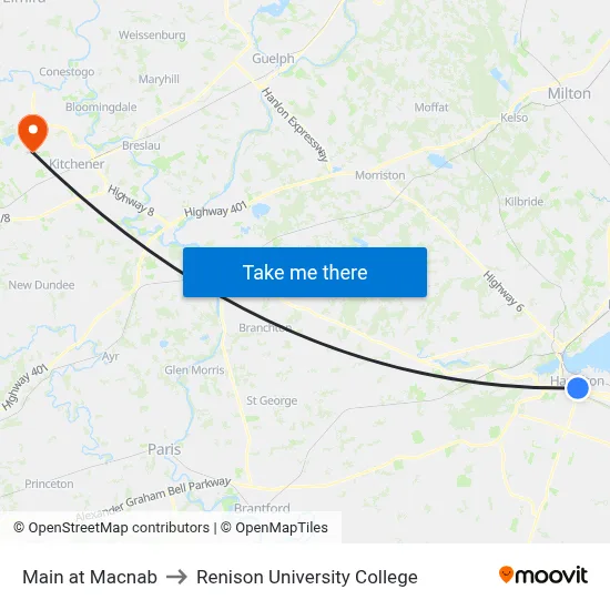 Main at Macnab to Renison University College map