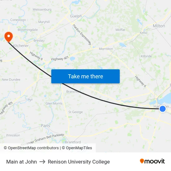 Main at John to Renison University College map