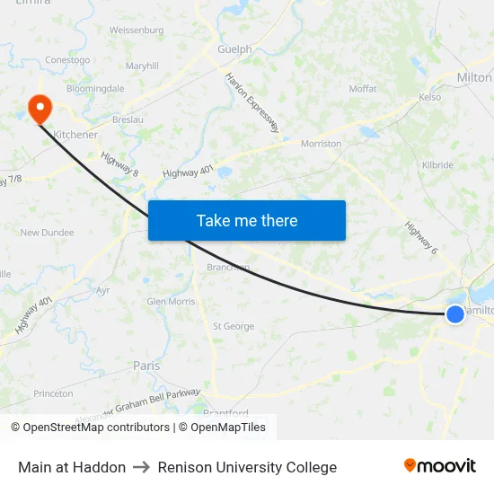 Main at Haddon to Renison University College map