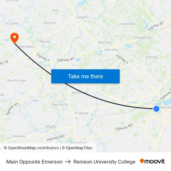 Main Opposite Emerson to Renison University College map