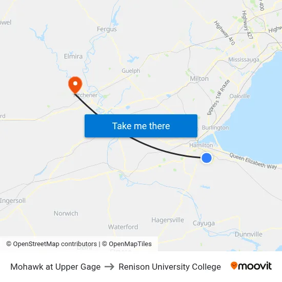 Mohawk at Upper Gage to Renison University College map