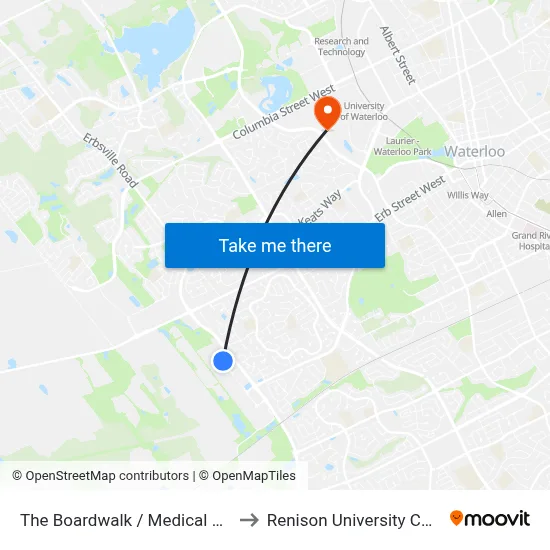 The Boardwalk / Medical Centre to Renison University College map