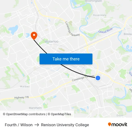Fourth / Wilson to Renison University College map