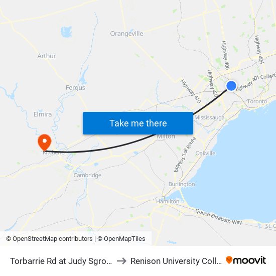 Torbarrie Rd at Judy Sgro Ave to Renison University College map