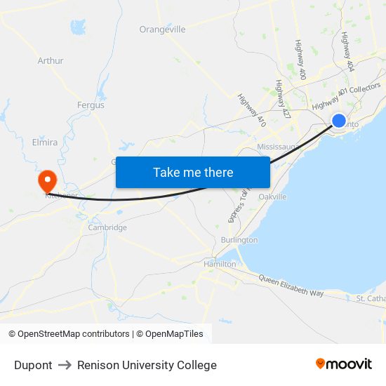 Dupont to Renison University College map