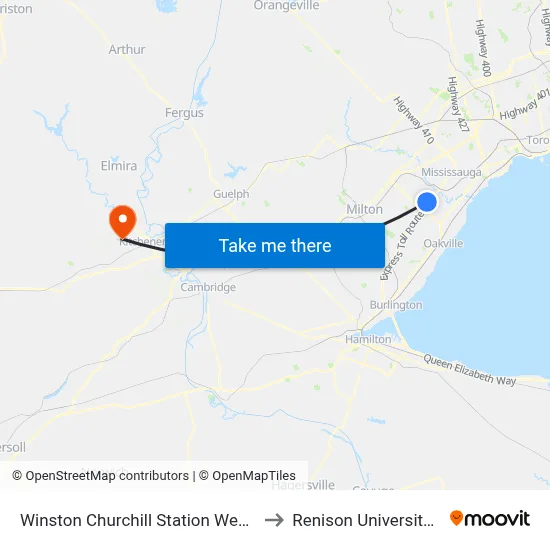 Winston Churchill Station West Platform 4 to Renison University College map