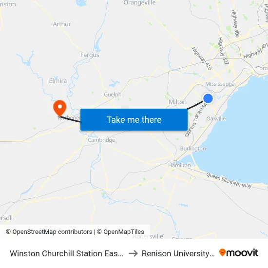 Winston Churchill Station East Platform 6 to Renison University College map