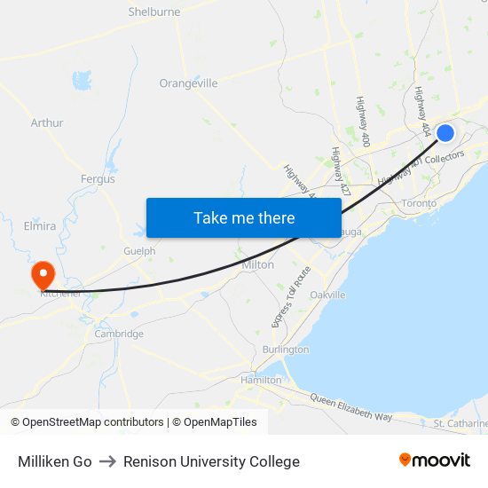 Milliken Go to Renison University College map