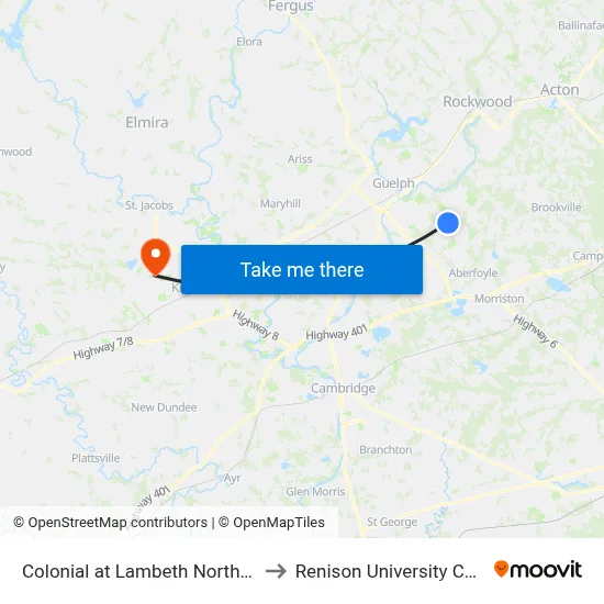 Colonial at Lambeth Northbound to Renison University College map