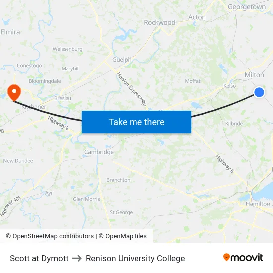Scott at Dymott to Renison University College map