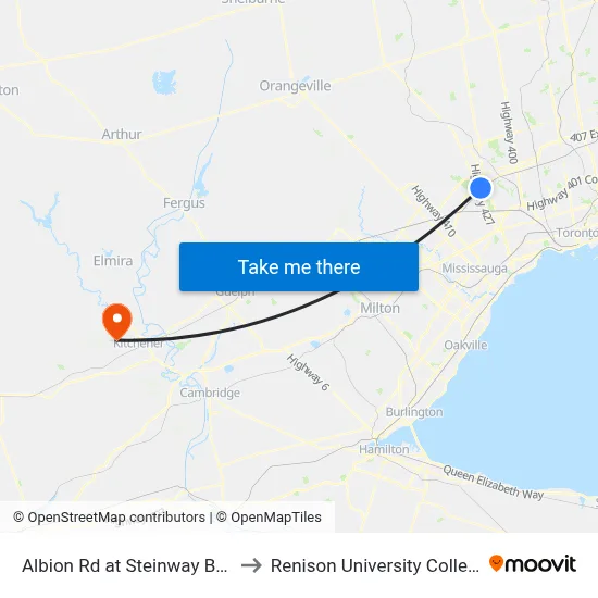 Albion Rd at Steinway Blvd to Renison University College map