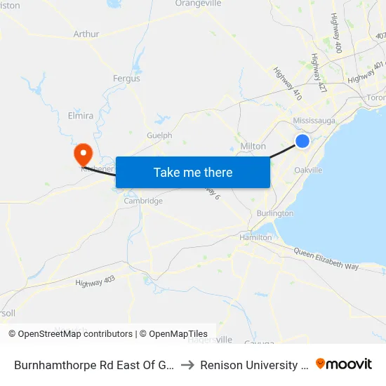 Burnhamthorpe Rd East Of Glen Erin Dr to Renison University College map