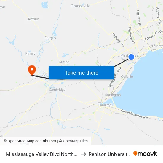 Mississauga Valley Blvd North Of Central Pky to Renison University College map