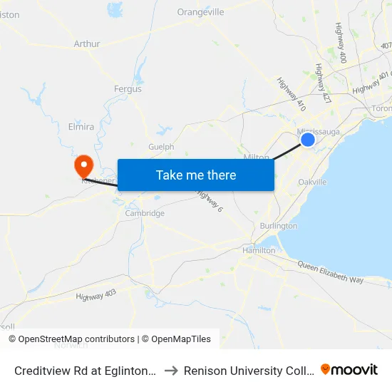 Creditview Rd at Eglinton Ave to Renison University College map