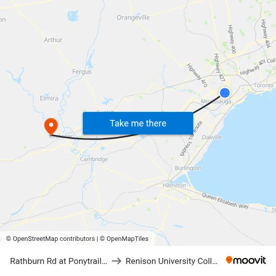 Rathburn Rd at Ponytrail Dr to Renison University College map