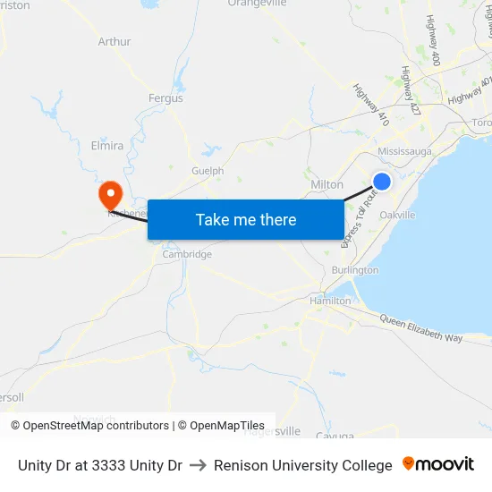Unity Dr at 3333 Unity Dr to Renison University College map