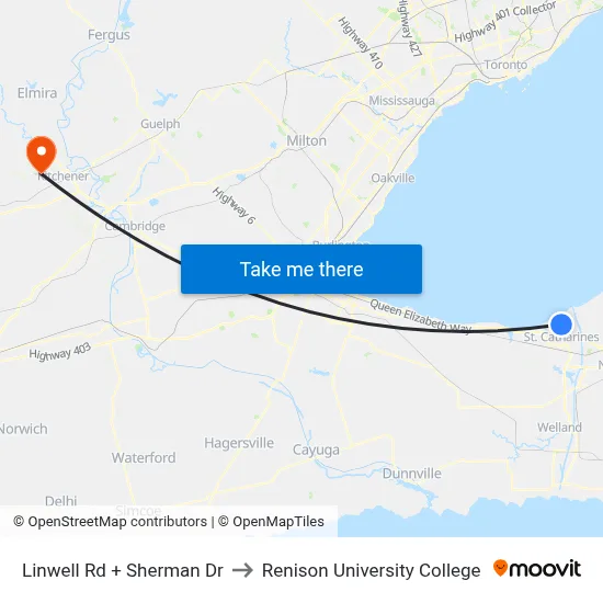 Linwell Rd + Sherman Dr to Renison University College map