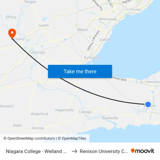 Niagara College - Welland Campus to Renison University College map