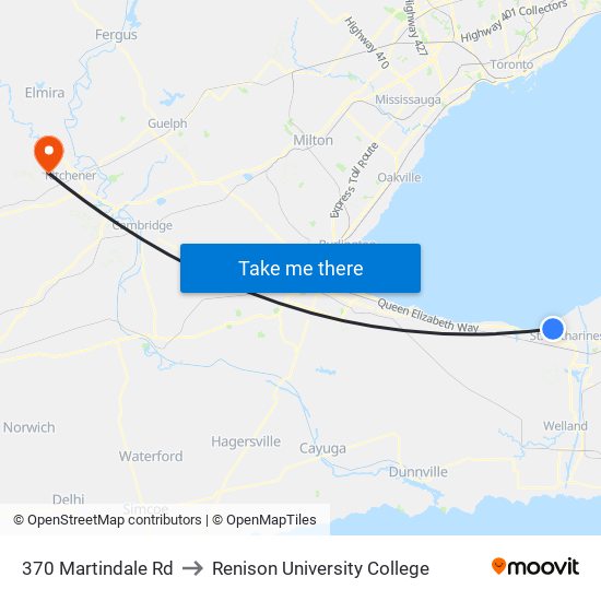 370 Martindale Rd to Renison University College map