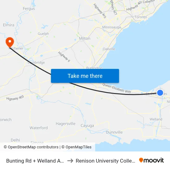 Bunting Rd + Welland Ave to Renison University College map