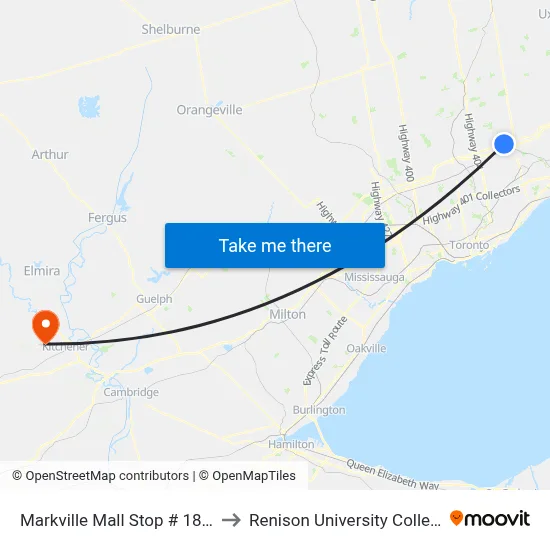 Markville Mall Stop # 1827 to Renison University College map