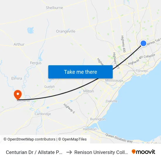 Centurian Dr / Allstate Pkwy to Renison University College map