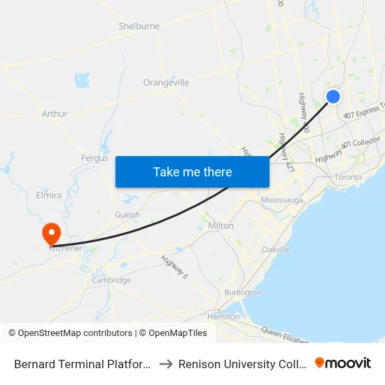 Bernard Terminal Platform 4 to Renison University College map