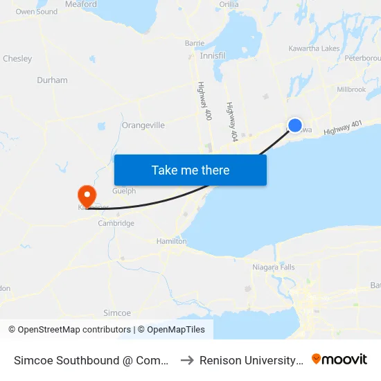 Simcoe Southbound @ Commencement to Renison University College map